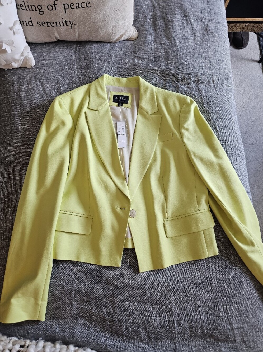J. Crew Cropped Lime Green Tailored Blazer